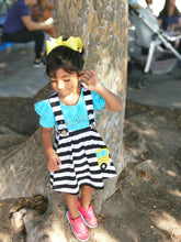 Blue Shirt & School Bus Striped Suspender Skirt - ARIA KIDS