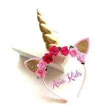 Rose Unicorn Headband in Pink & Gold - ARIA KIDS