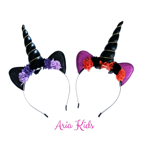 Halloween Unicorn Floral Headband - ARIA KIDS