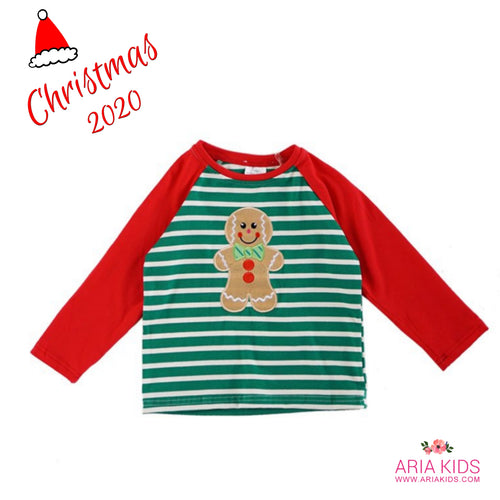 Ginger Bread Man Striped Raglan Shirt - ARIA KIDS