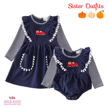 Navy Corduroy Pumpkin Truck Baby Romper & Shirt Set - ARIA KIDS