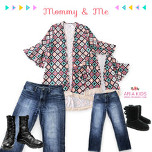 Riya Mommy & Me Geometric Print Fringe Cardigan - ARIA KIDS