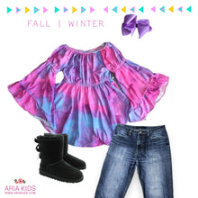 Juliet Bell Sleeve Tie Dye Tunic - Pink with 6" Hair bow - ARIA KIDS