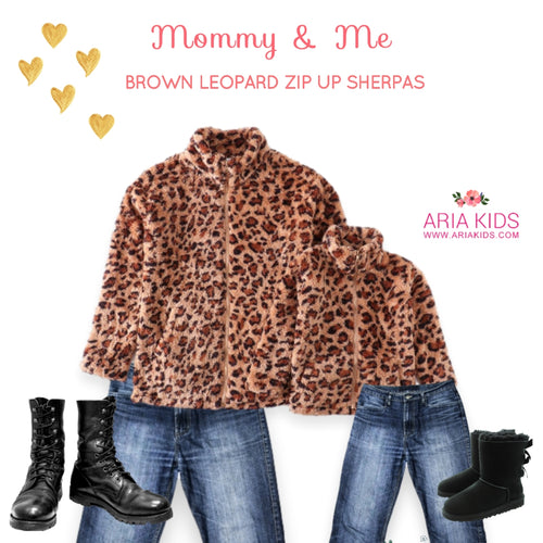 Paris Mommy and Me Leopard Zip Up Sherpa Jacket - ARIA KIDS