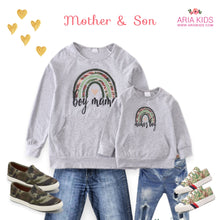 Rainbow Camo Mommy & Me Grey Pullover Shirts for Mother and Son - ARIA KIDS