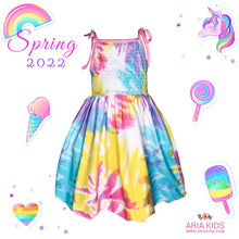 "Camille' Pastel Rainbow Tie Dye Smocked Dress - ARIA KIDS