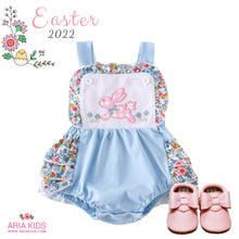 Blue Bunny Rabbit Floral Baby Romper - ARIA KIDS