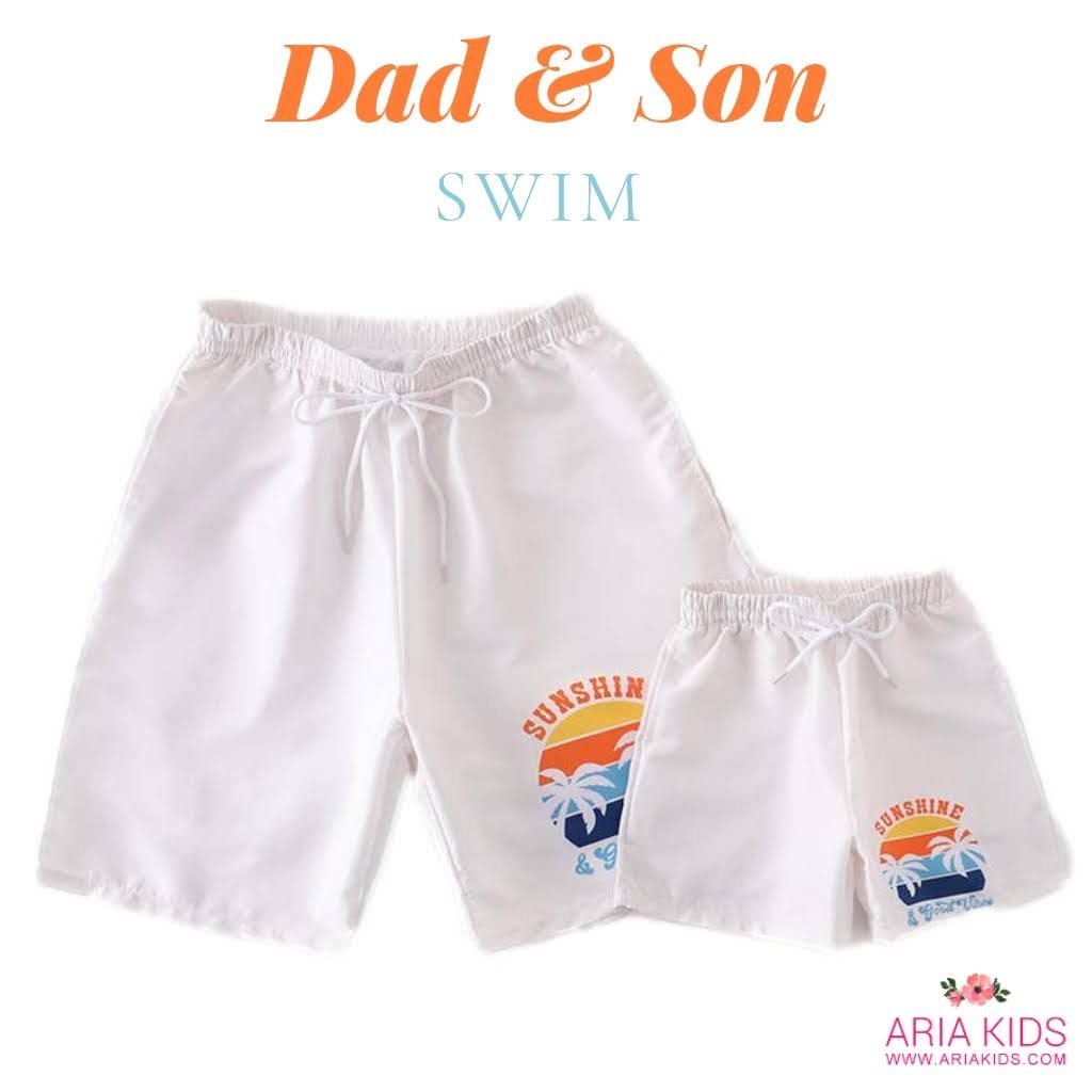 Dad & Son Sunshine & Good Vibes Swim Shorts - ARIA KIDS