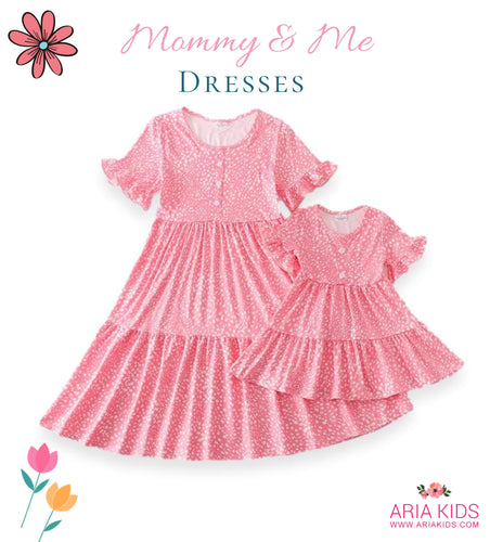 Mommy & Me Pink & White Dot Print Tiered Dress (SOLD OUT) - ARIA KIDS