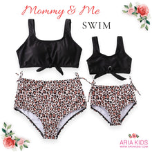 Mommy & Me Black Leopard Print High Waisted 2-Piece Swimsuit (Pre-order) - ARIA KIDS