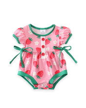Pink & Green Strawberry Baby Romper - ARIA KIDS