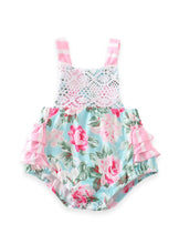 Candy Pink Stripes Floral Lace Baby Romper - ARIA KIDS