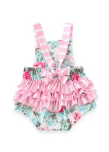 Candy Pink Stripes Floral Lace Baby Romper - ARIA KIDS