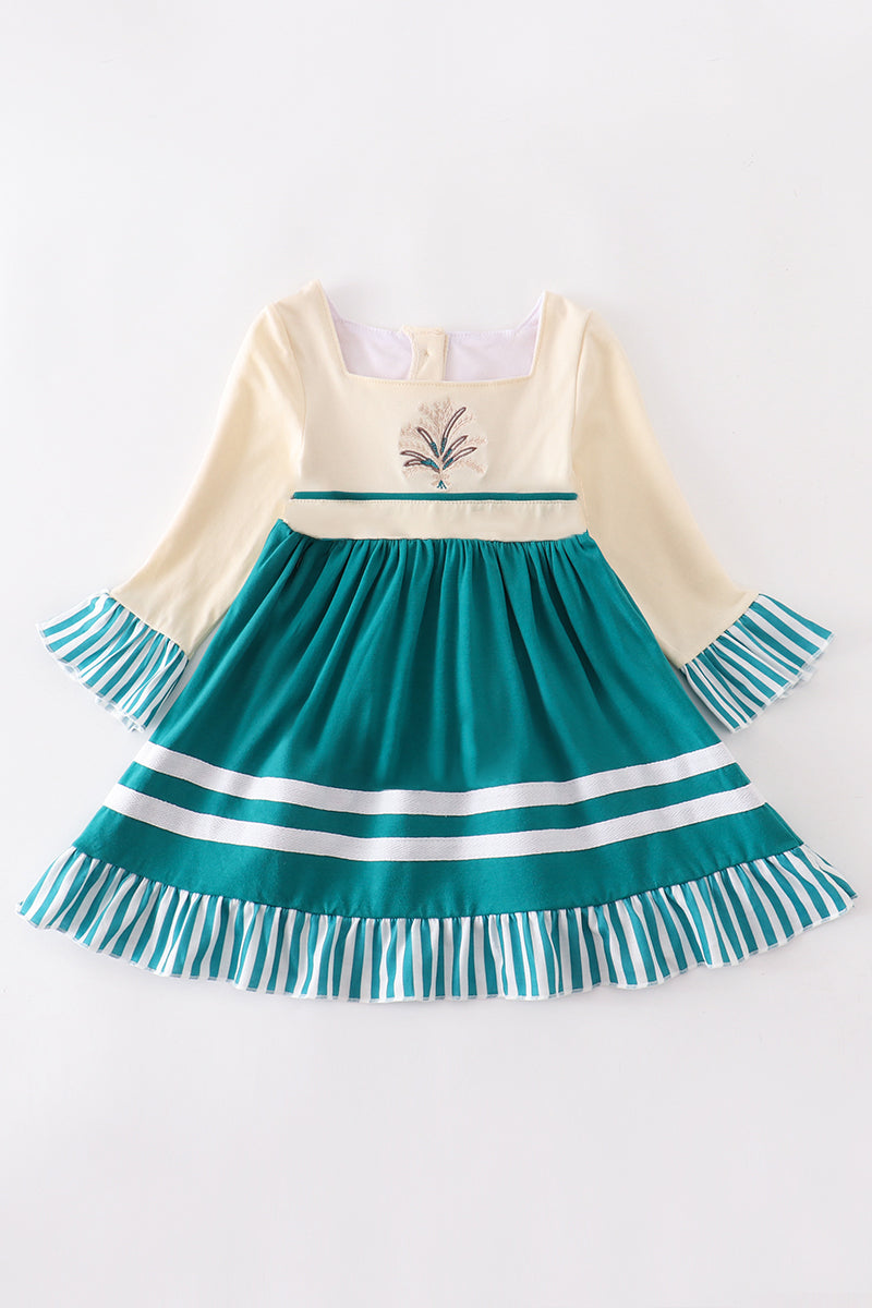 Green embroidered dress - ARIA KIDS