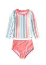 Retro Pastel Rainbow 2-Piece Rashguard Swimsuit Set - ARIA KIDS