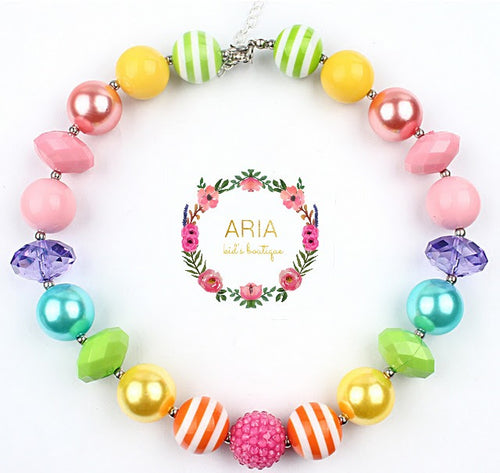 Rainbow Bubblegum Chunky Necklace - (RTS) - ARIA KIDS