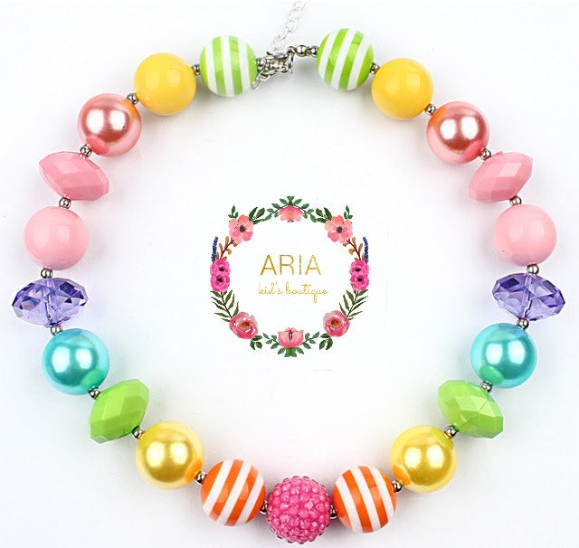 Rainbow Bubblegum Chunky Necklace - (RTS) - ARIA KIDS