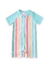 Retro Pastel Rainbow Stripes Boys Swim Rashguard - ARIA KIDS