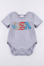 Grey "USA" print baby romper - ARIA KIDS