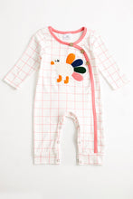 Pink plaid turkey applique baby romper - ARIA KIDS