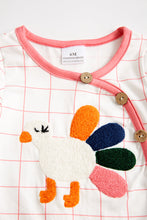Pink plaid turkey applique baby romper - ARIA KIDS