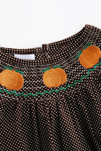 Brown pumpkin smocked polkadot baby romper - ARIA KIDS