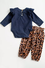 Denim blue leopard turkey baby outfit - ARIA KIDS