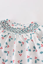 Blue smocked ruffle baby romper