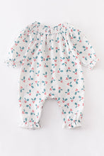 Blue smocked ruffle baby romper