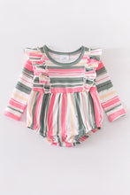 Multicoloured stripe ruffle girls baby romper
