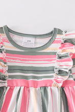 Multicoloured stripe ruffle girls baby romper