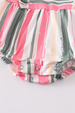 Multicoloured stripe ruffle girls baby romper