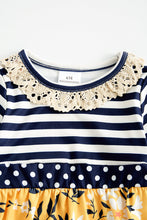 Stripe mustard floral ruffle baby romper