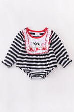 Stripe farm animals ruffle baby romper