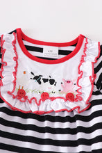 Stripe farm animals ruffle baby romper