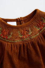 Khaki squirrel smocked baby romper - ARIA KIDS