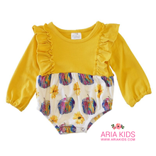 Yellow Tie Dye Pumpkin Baby Romper - ARIA KIDS