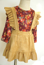 Red Floral Top with Cream Suspender Skirt Set - ARIA KIDS