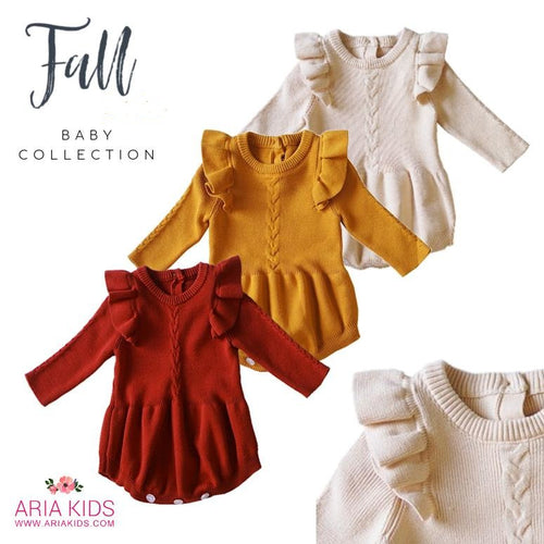 The Valentina Ruffle Knit Romper in 3 Colors (PREMIUM) - ARIA KIDS