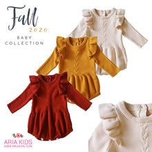 Ruffle Knit Baby Romper - Mustard Yellow (PREMIUM) - ARIA KIDS