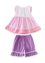 Seashells & Mermaid Tail Pink Striped Smocked Top + Purple Shorts Set - ARIA KIDS