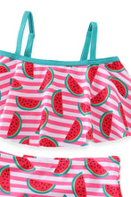 Pink & White Striped Watermelon Cold Shoulder Swim Set - ARIA KIDS