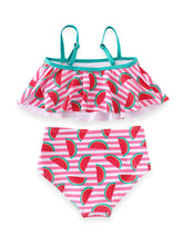 Pink & White Striped Watermelon Cold Shoulder Swim Set - ARIA KIDS