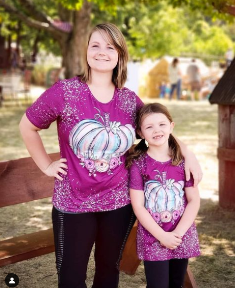 Mommy & Me Plum Tie Dye Floral Pumpkin Shirt - ARIA KIDS