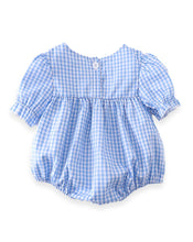 Starfish & Shells Blue & White Gingham Plaid Baby Girl Bubble Romper - ARIA KIDS