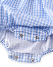 Starfish & Shells Blue & White Gingham Plaid Baby Girl Bubble Romper - ARIA KIDS