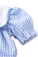 Starfish & Shells Blue & White Gingham Plaid Baby Girl Bubble Romper - ARIA KIDS