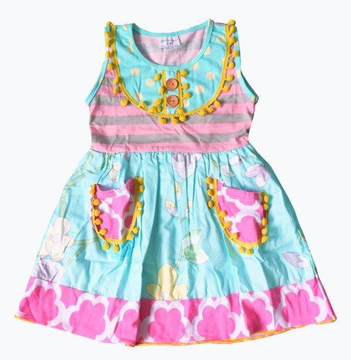 Melissa Mix Print Pom Pom Pocket Dress - ARIA KIDS