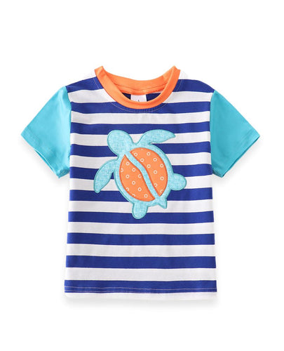 Blue Striped Turtle Boys Shirt - ARIA KIDS