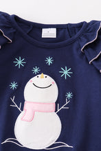 Navy snowman applique ruffle girl top - ARIA KIDS